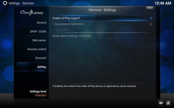 Enable AirPlay support in Kodi TV player