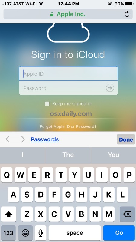 Login and sign-in to iCloud.com from iPhone