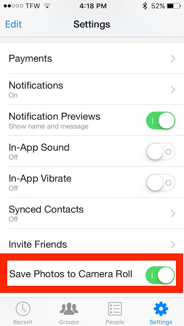 Save Photos to iPhone from Facebook Messenger automatically