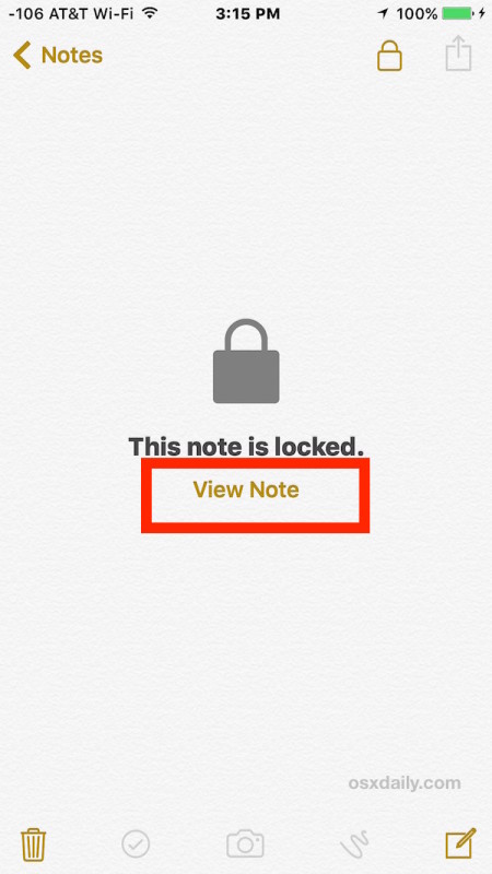 View a locked note