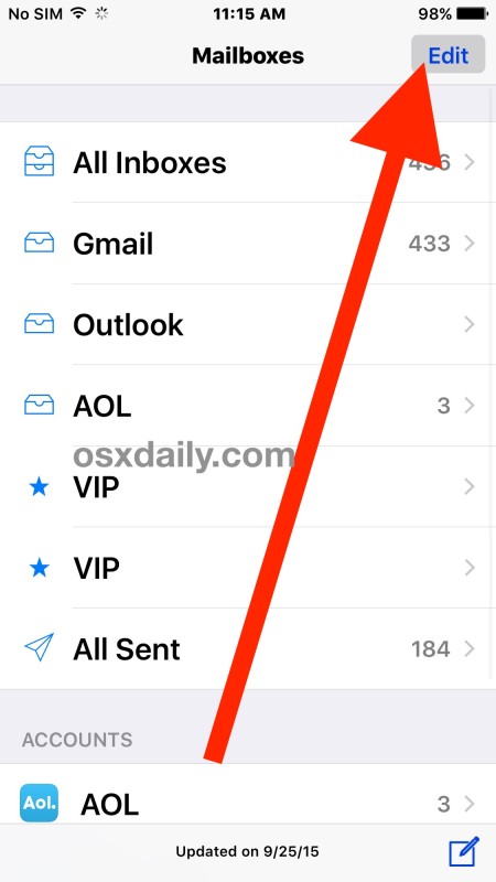 See Unread messages only in Mail for iOS