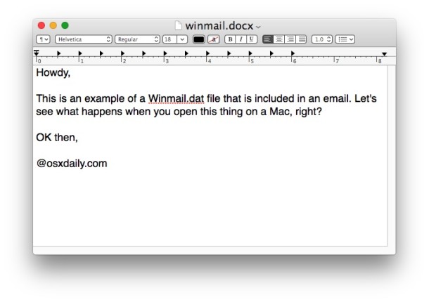 how to open winmail.dat for mac os x