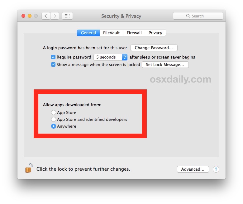 Allow gatekeeper apps from anywhere in macOS