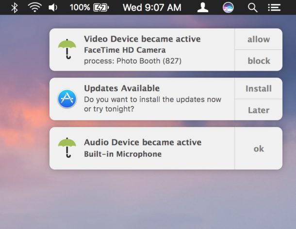 Oversight alerting to camera and microphone access on Mac