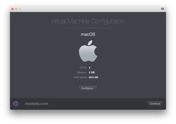 Create the Mac OS virtual machine