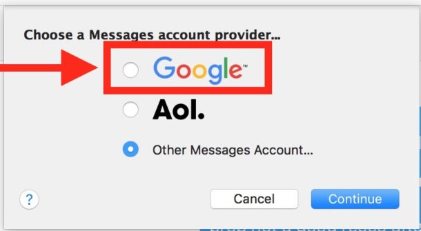 choose-google-as-chat-provider-mac-messages-610x335