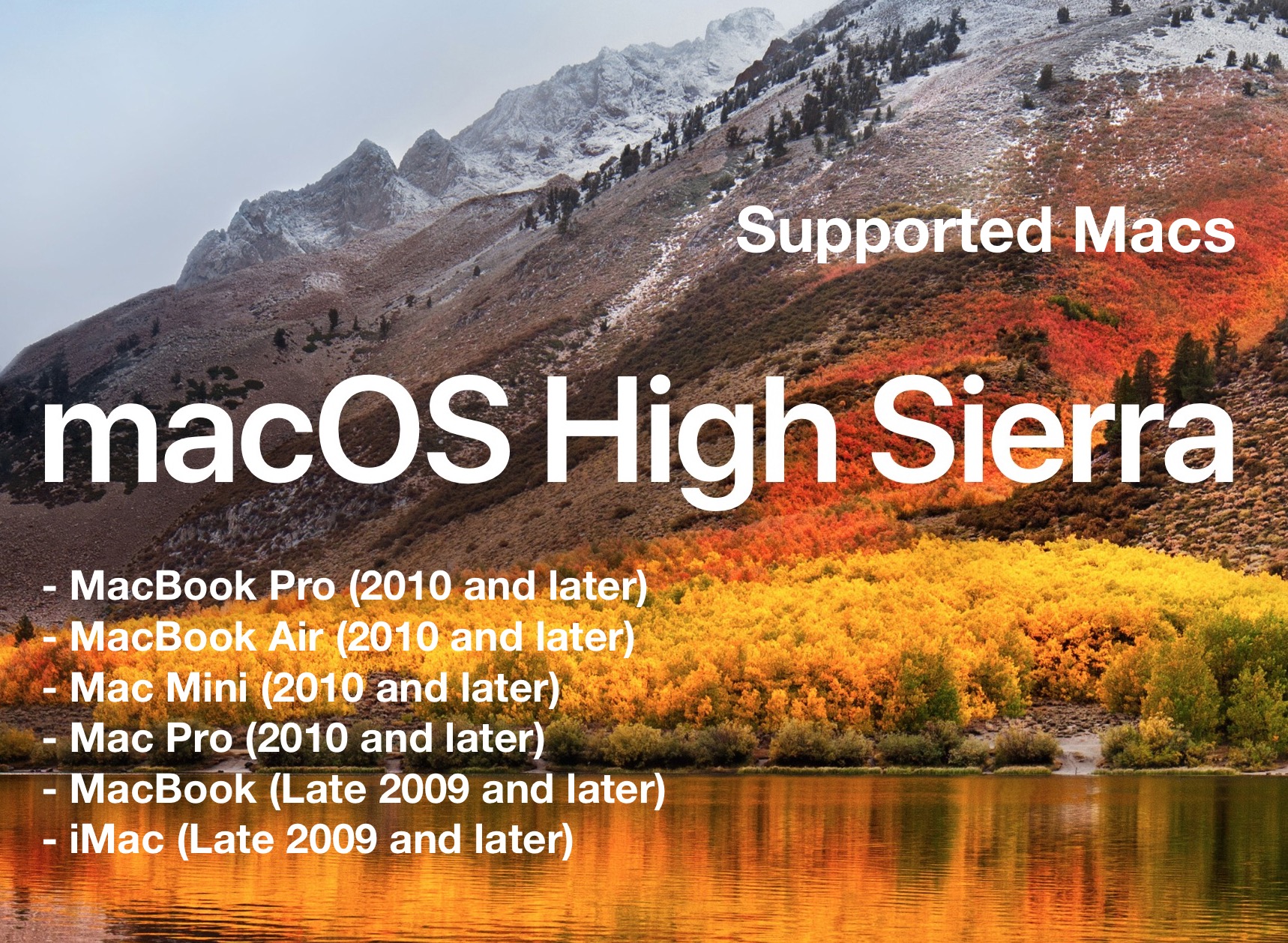 MacOS High Sierra Compatible Macs List