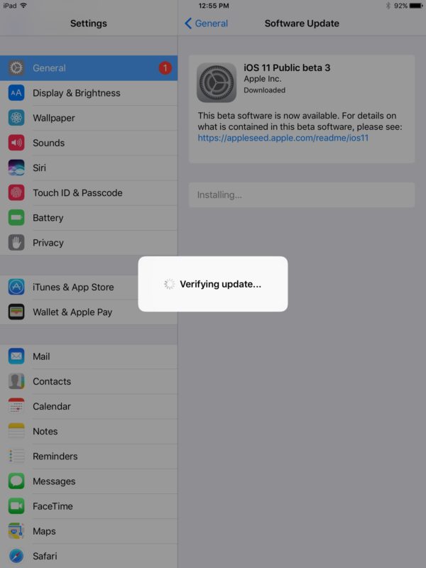 Verifying the iOS 11 update