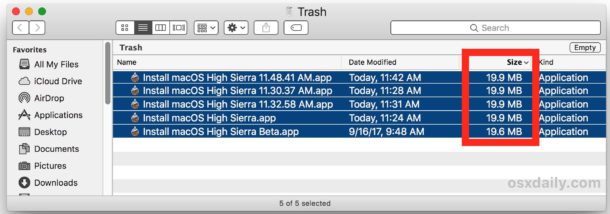 Incomplete macOS High Sierra installer
