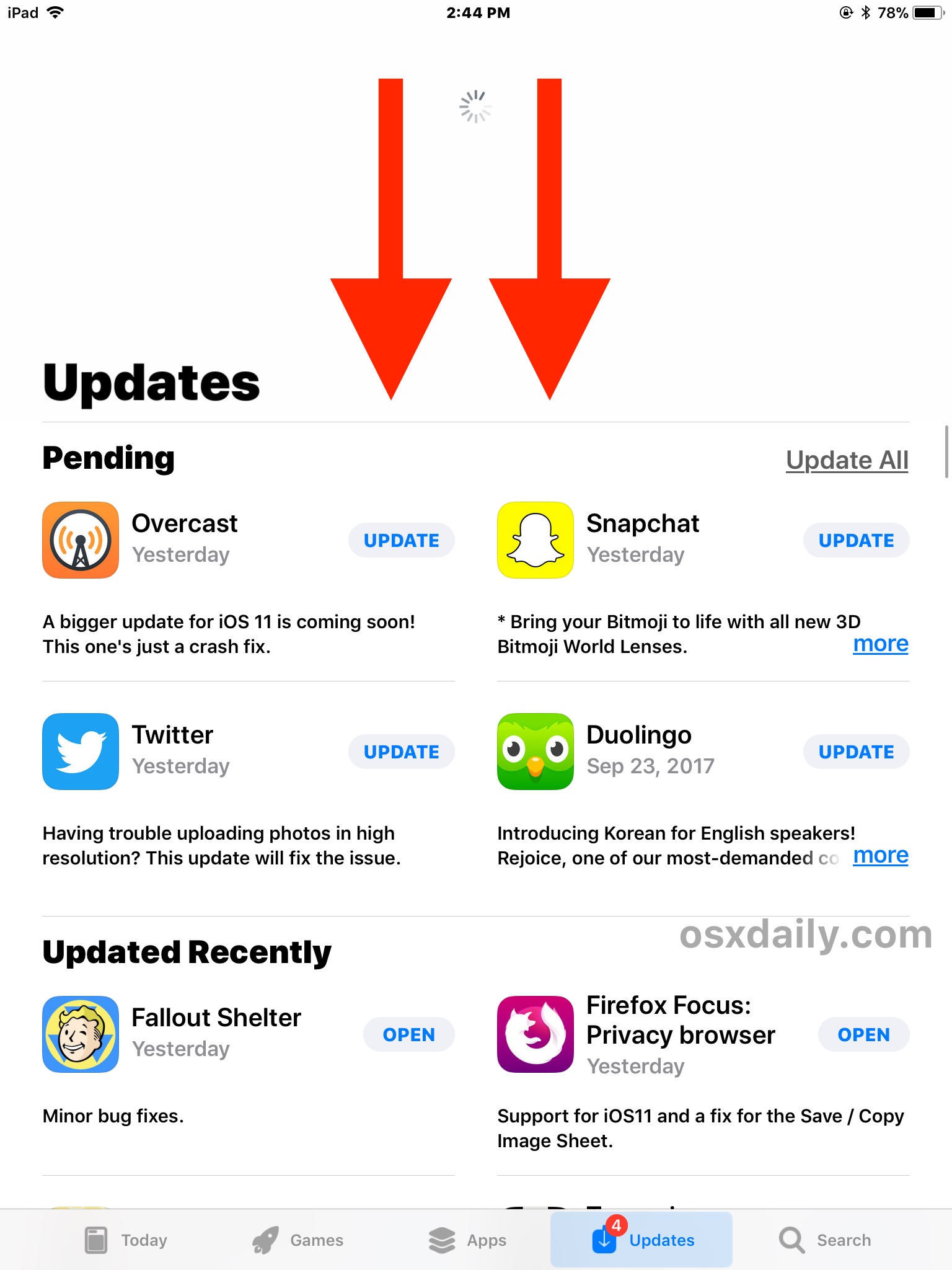 How to Refresh Updates in App Store for iOS 11
