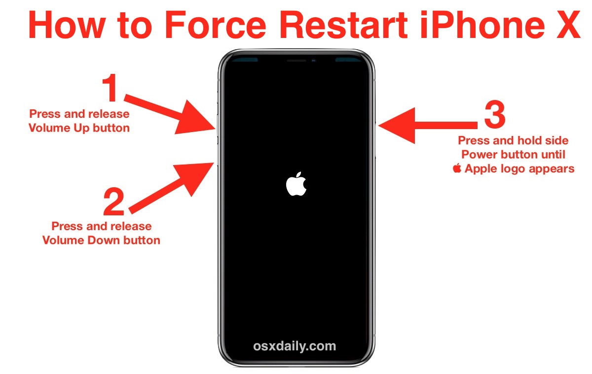 iphone x force restart not working