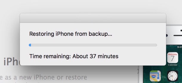 Normal restore from iTunes backup time remaining