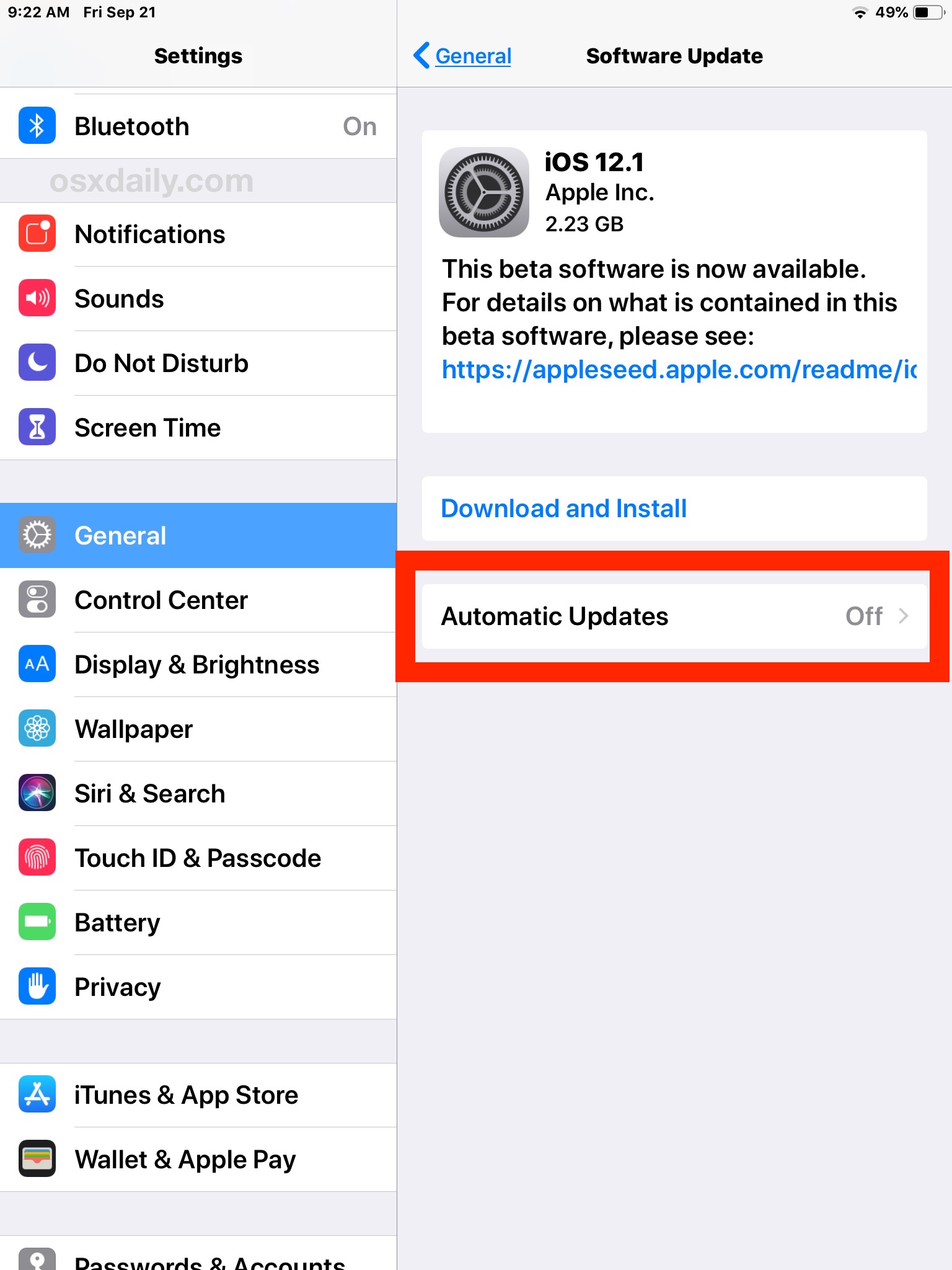 how to download software update on ipad