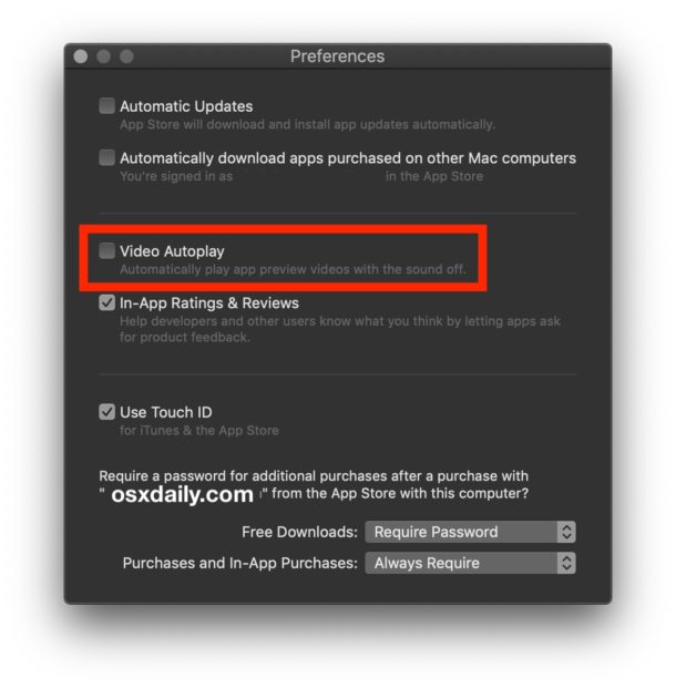 Come disabilitare Video Autoplay in Mac App Store