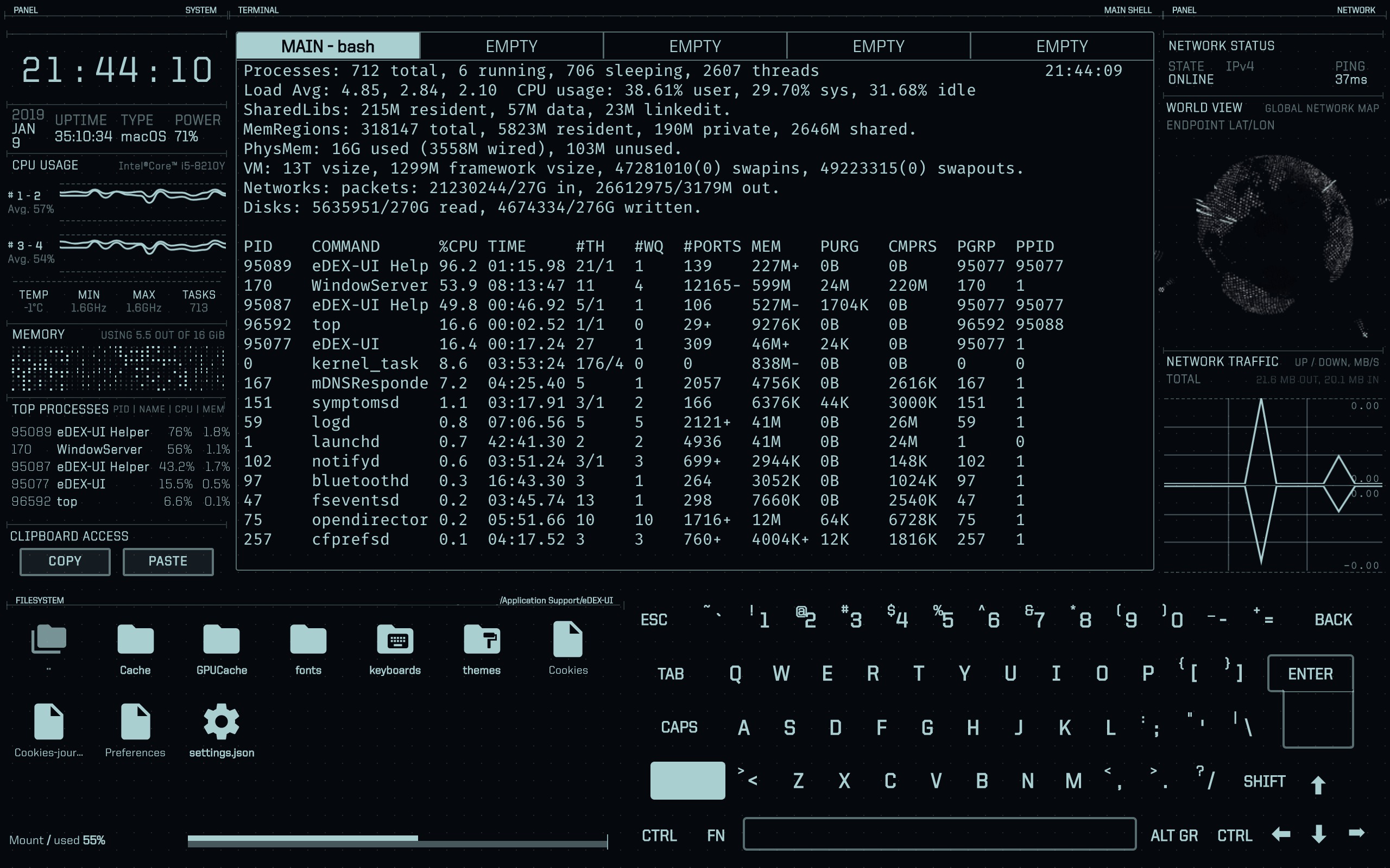 Pretend To Be A Movie Hacker With Edex Ui Terminal Emulator Osxdaily