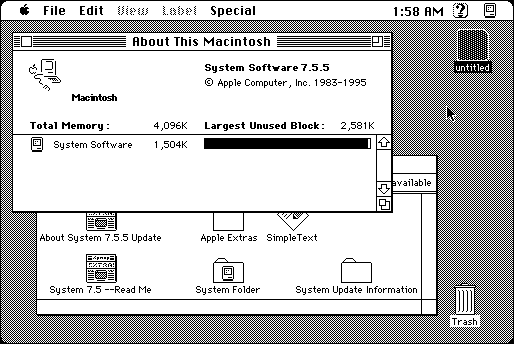 System 7 running in Mac OS