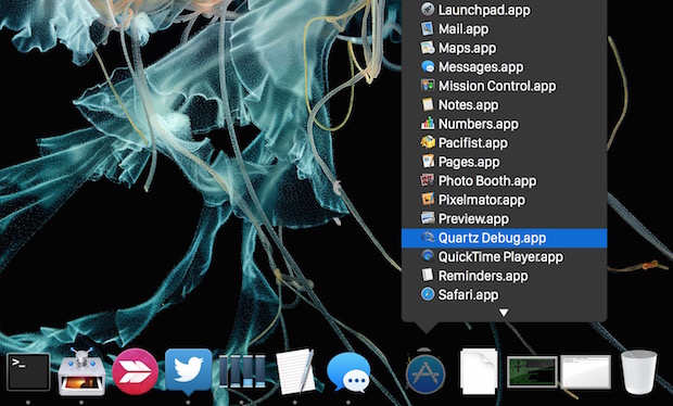 Dock stacks List view type in Mac OS X