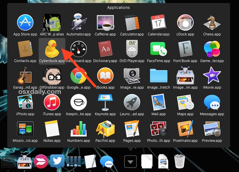 A mouse hover effect in Dock Stack of OS X