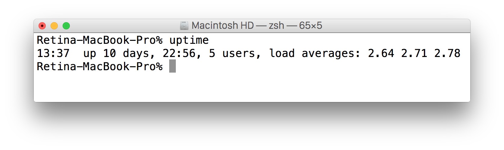 Check uptime on a Mac since it was last rebooted