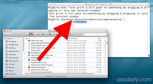 Fange kaldenavn tag på sightseeing Copy a File or Folder Path to the Terminal by Dragging and Dropping |  OSXDaily