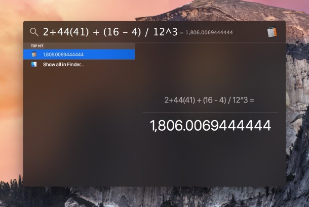 Spotlight как калькулятор в Mac OS X