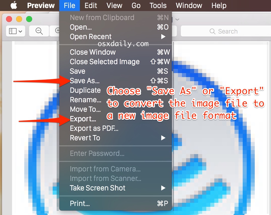 Convert Images In Mac Os X Jpg To Gif Psd To Jpg Gif To Jpg Bmp To Jpg Png To Pdf And More Osxdaily