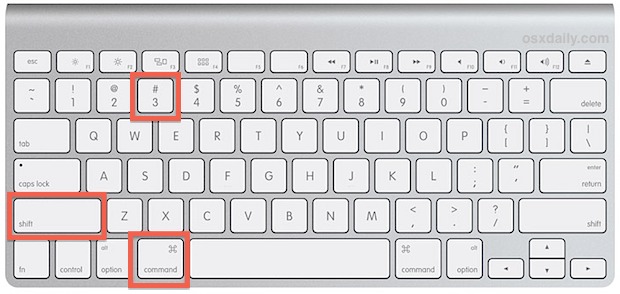 The Mac "Print Screen" Equivalent as seen on an Apple keyboard