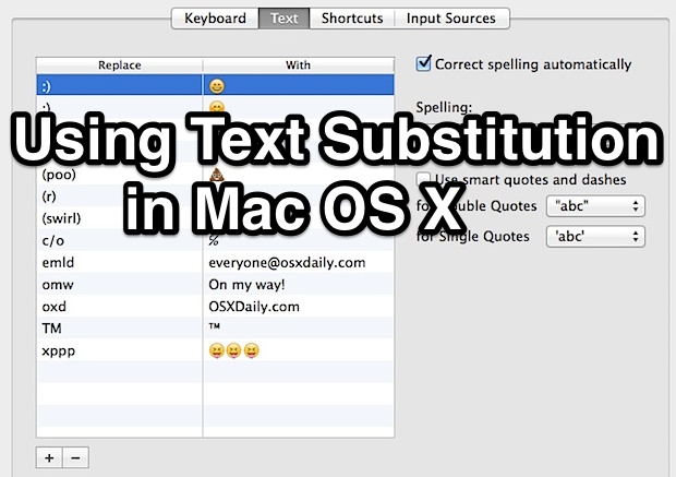 Using Text Substitution in Mac OS X