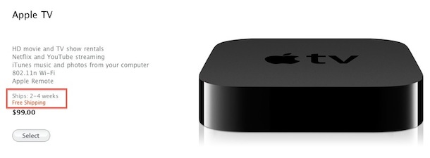 apple tv ship date