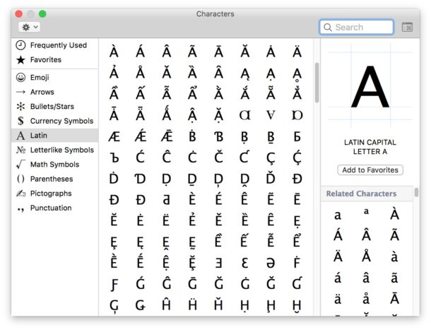 The Mac Special Character viewer