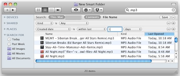 умные папки Mac OS X