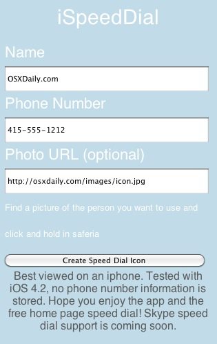 create iphone speed dial icon