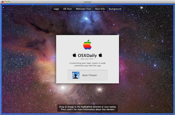 mac login screen customized