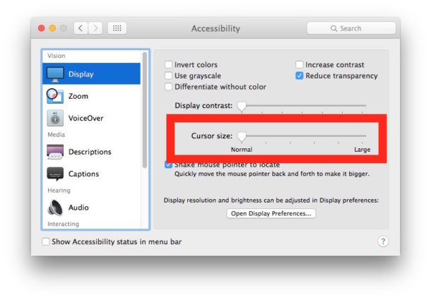 How to increase Mac cursor size