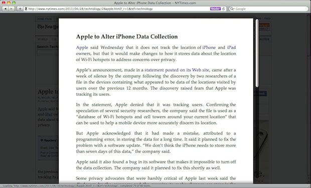 Read NYT Paywall Article with Safari Reader
