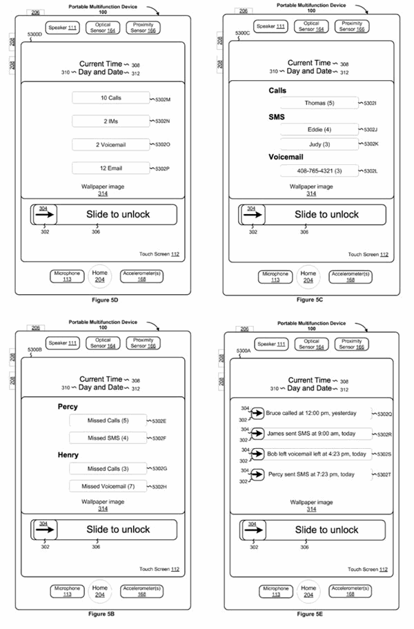 iPhone notification redesign patent from 2008