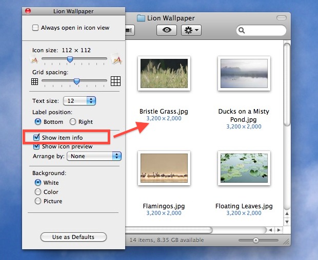 Show image dimensions in the Mac OS X Finder