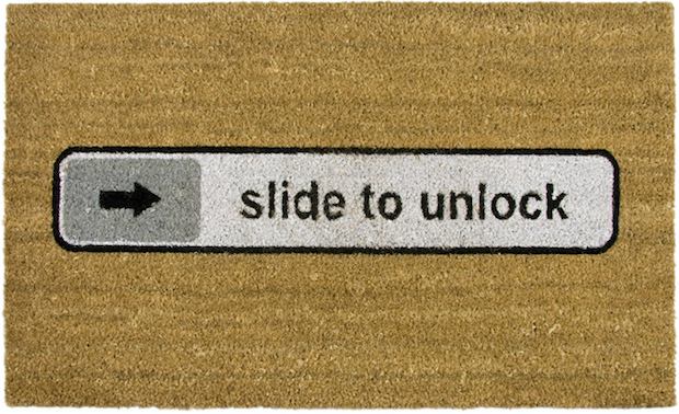 Slide to Unlock iPhone Doormat - Brown
