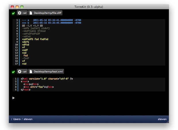 TermKit using cat to view source code