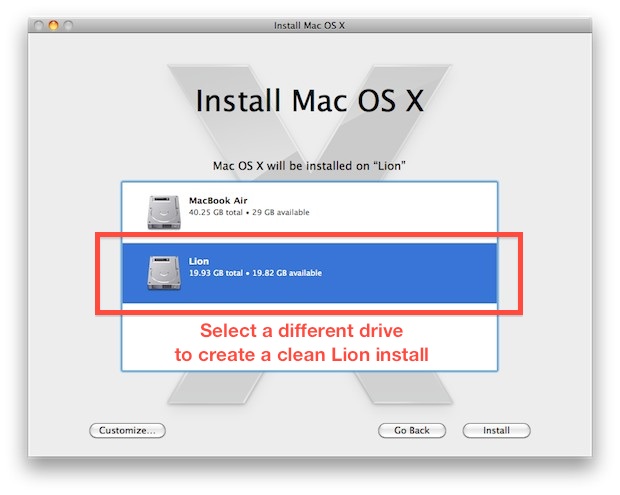 Clean Mac OS X Lion Install