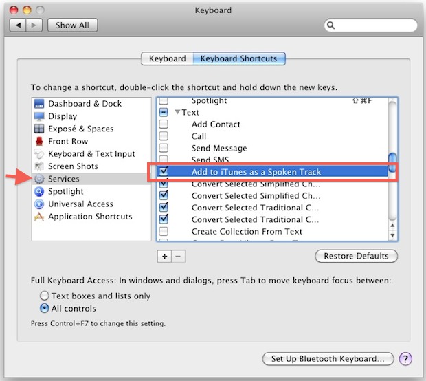 Enable Text Files to Spoken Audio in Services