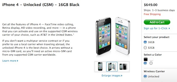 Unlocked iPhone 4 models for sale in USA