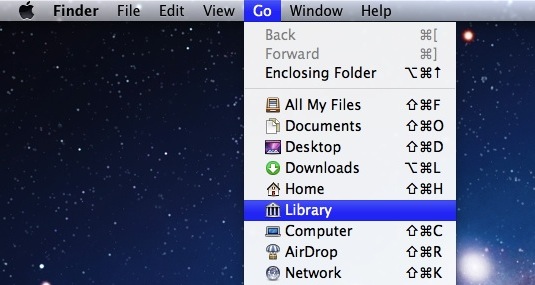 Access the Library directory in OS X Lions Go Menu