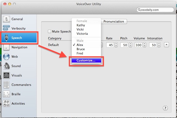 Add new text-to-speech voices to Mac OS X Lion