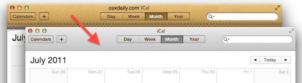 Change iCal Leather Interface to Aluminum in OS X Lion