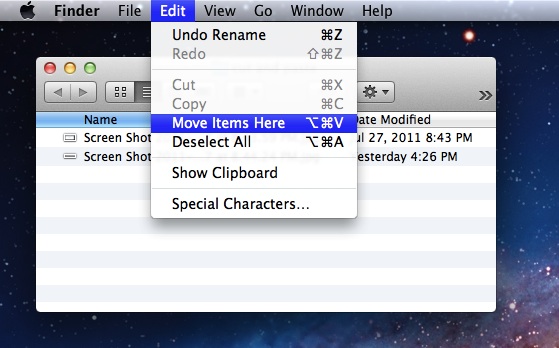 Cut and Paste Files & Folders in Mac OS X