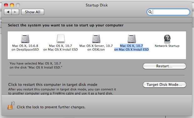 Install Lion from Target Disk mode