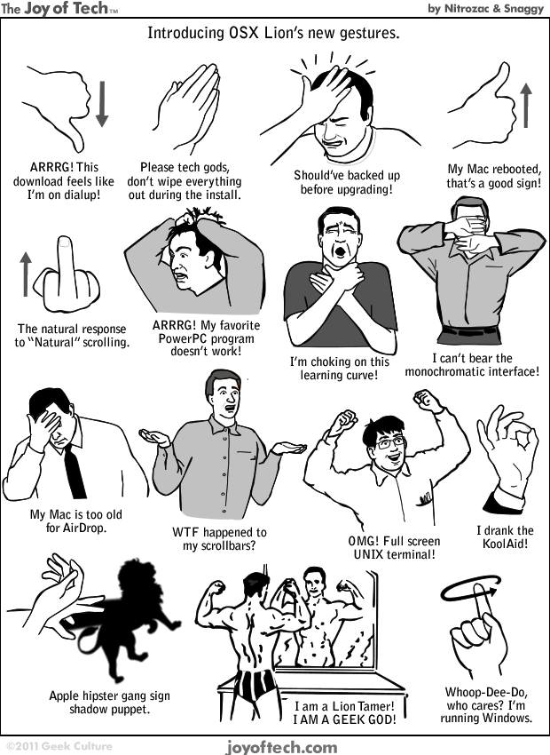 Lion Gestures comic from Joy of Tech