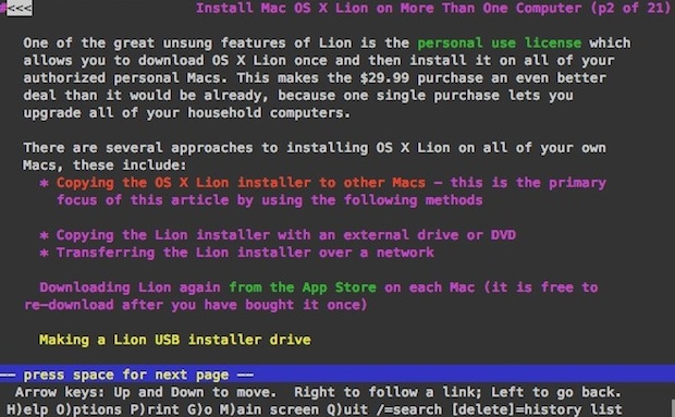 Lynx in Mac OS X via MacPorts