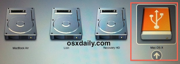 Booting from the External Lion Recovery Disk 